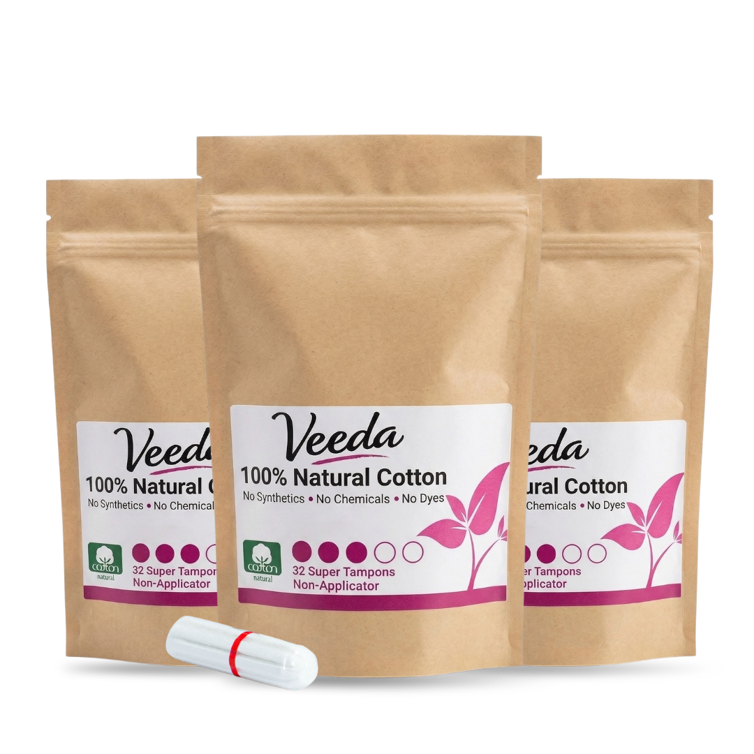 Veeda 100% Natural Cotton Non-Applicator Tampons
