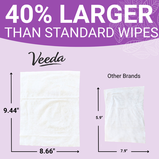 Veeda Extra Large Body Wipes for Adults (8.66” x 9.44”)