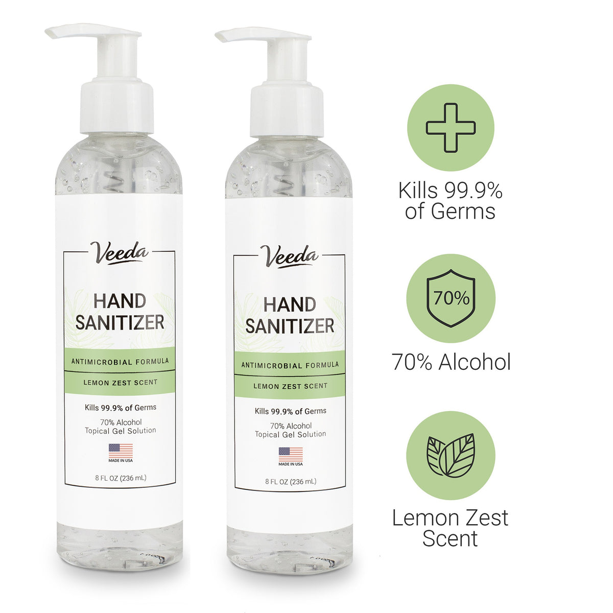 Veeda Hand Sanitizer with Lemon Zest Scent
