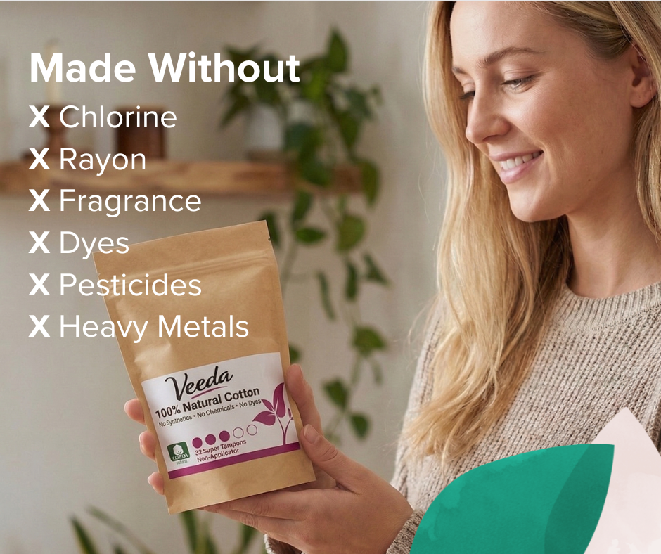 Veeda 100% Natural Cotton Non-Applicator Tampons