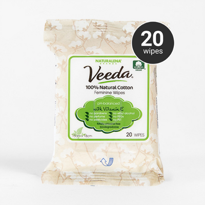 Veeda 100% Natural Feminine Wipes with Vitamin E | veedausa.com