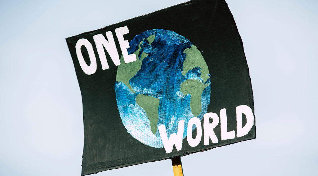 One world earth day activism sign