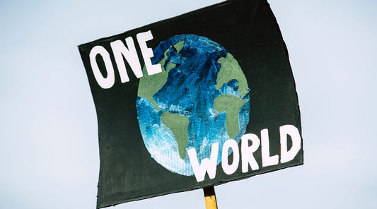 One world earth day activism sign