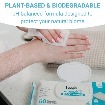 Veeda Natural Flushable Body Wipes