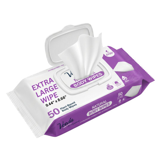 Veeda Extra Large Body Wipes for Adults (8.66” x 9.44”)