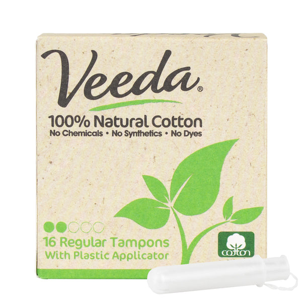 Veeda 100% Natural Cotton BPA-Free Compact Applicator Tampons