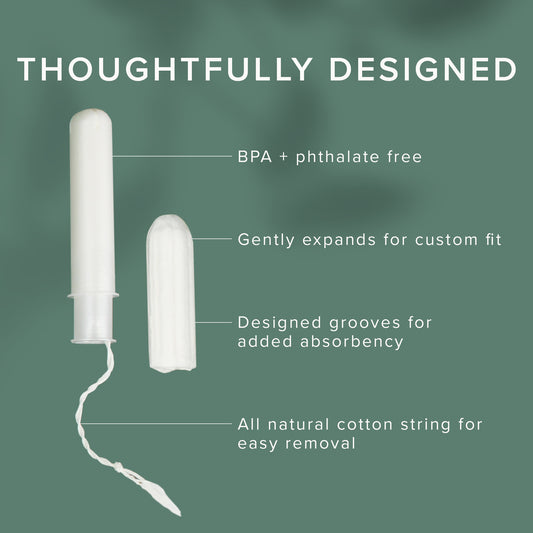 Veeda 100% Natural Cotton BPA-Free Compact Applicator Tampons