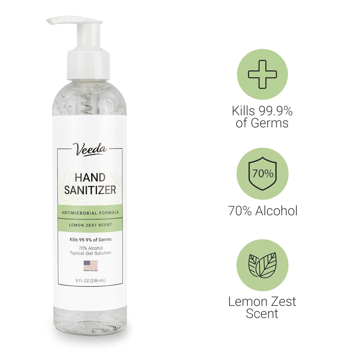 Veeda Hand Sanitizer with Lemon Zest Scent