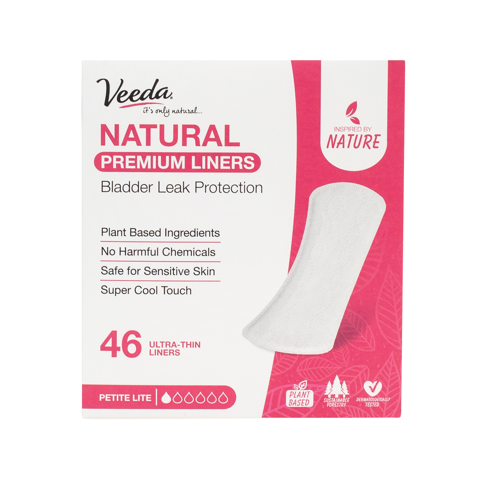 Natural Premium Incontinence / Bladder Control Unisex Liners - Veeda USA