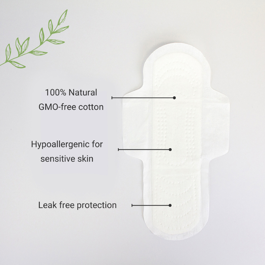 Veeda Ultra Thin Natural Cotton Night Period Pads | veedausa.com