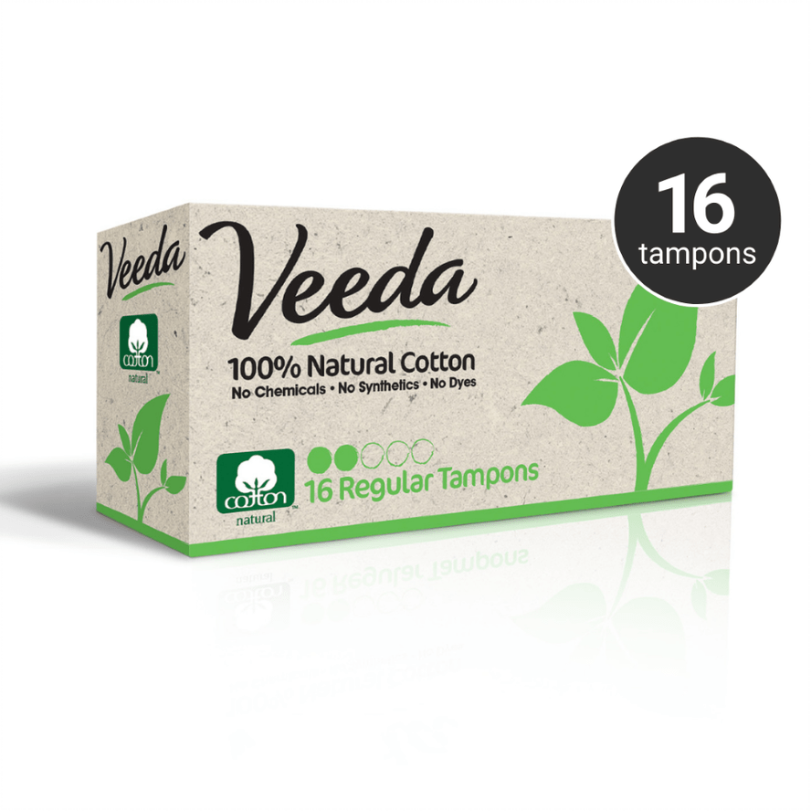 Veeda 100% Natural Cotton Applicator Free Tampons (Regular)